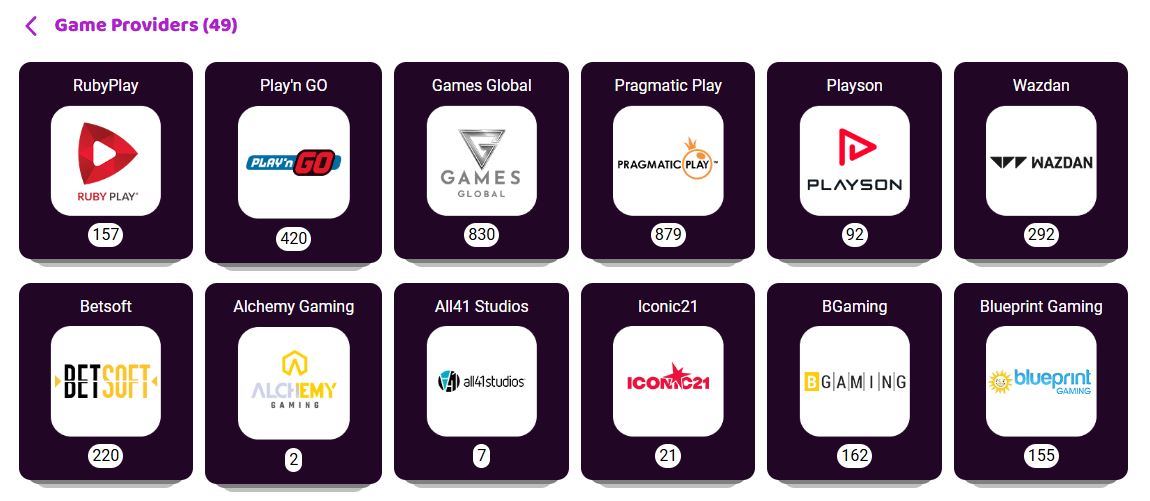 Boo Casino game providers including Pragmatic Play and forty other studios