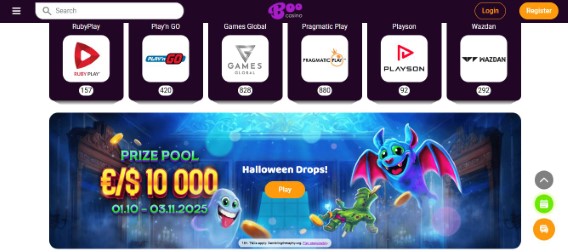 Win ten thousand dollar prize pool during Halloween drops at Boo Casino