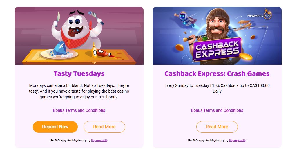 Claim Tasty Tuesdays bonus at Boo Casino every week